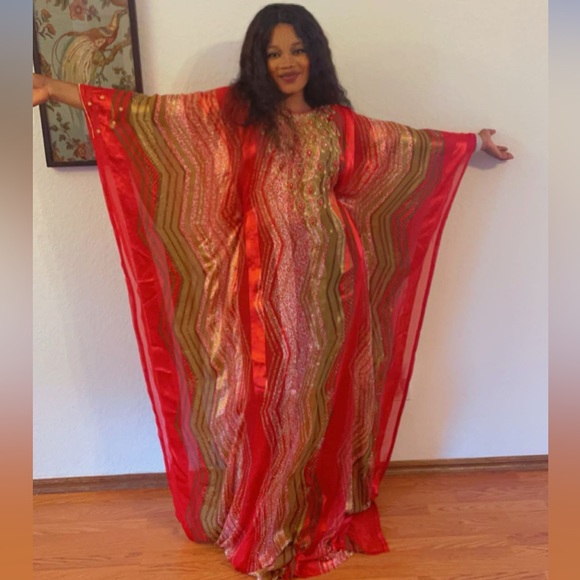 Women’s Maxi Kaftan Beads Dress - Picture 3 of 6